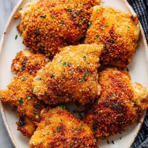 Crispy Baked Chicken Thighs Recipe with Golden Panko Coating easy recipe