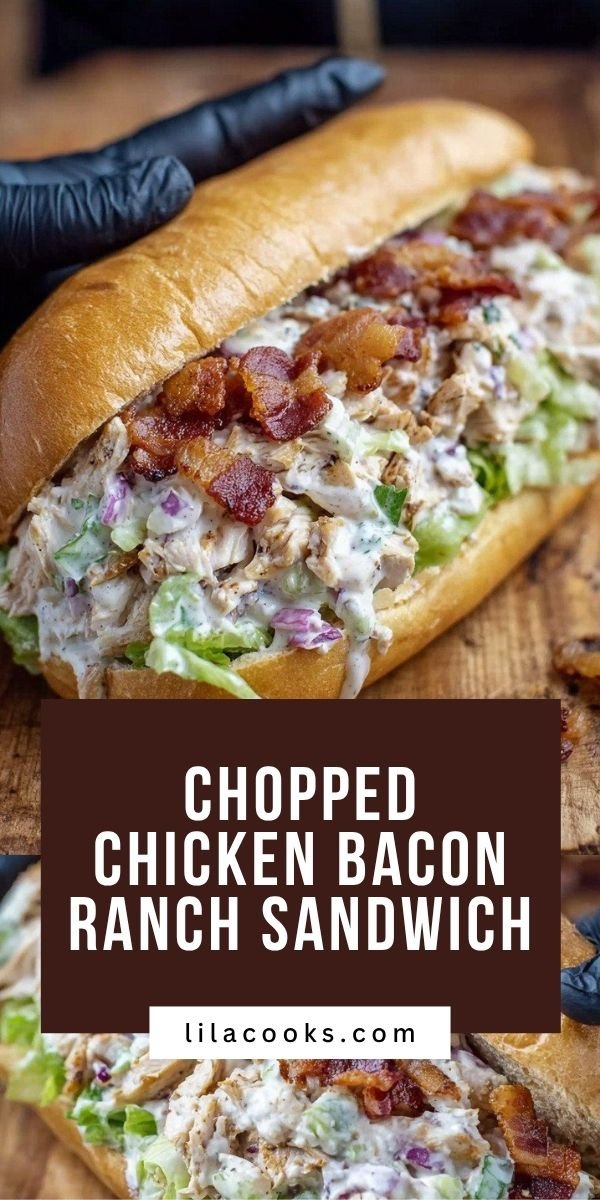 Chopped Chicken Bacon Ranch Sandwich with Crispy Bacon save this recipe