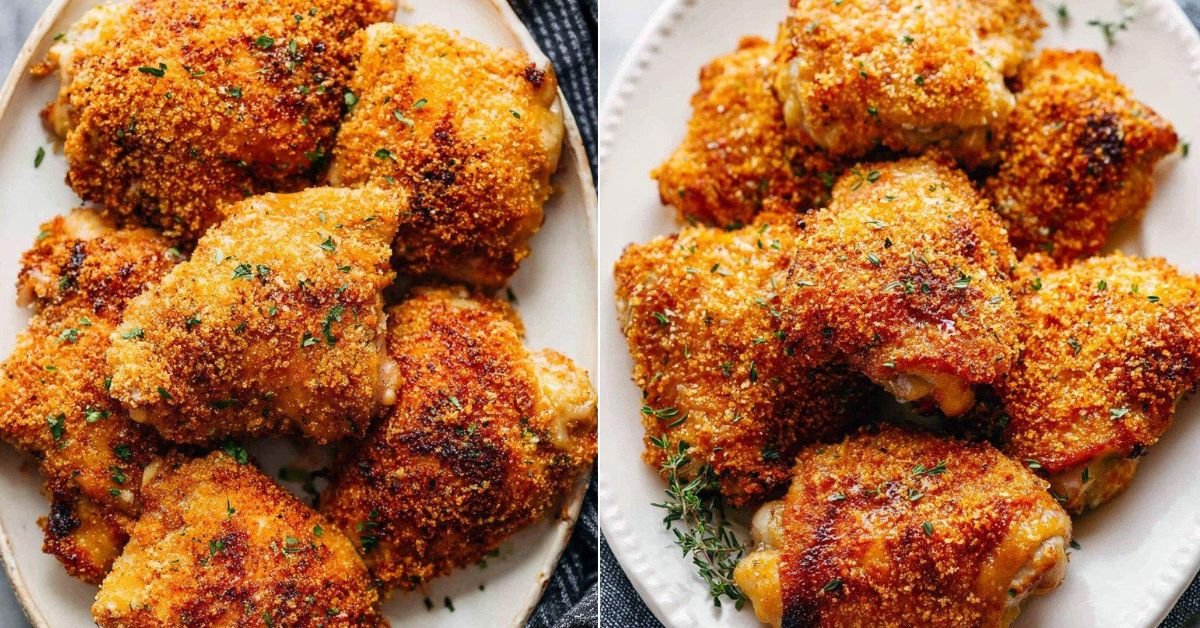 Crispy Baked Chicken Thighs Recipe with Golden Panko Coating recipe photo