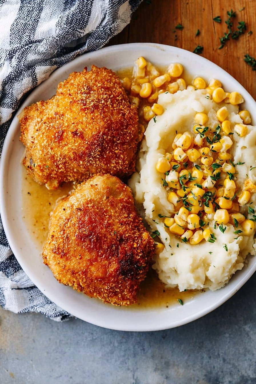 Crispy Baked Chicken Thighs Recipe with Golden Panko Coating final result