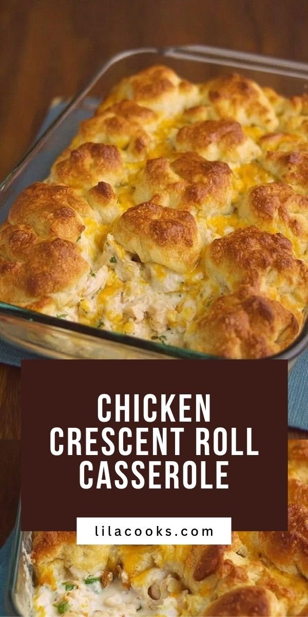 Chicken Crescent Roll Casserole with Creamy Cheddar Filling save this recipe
