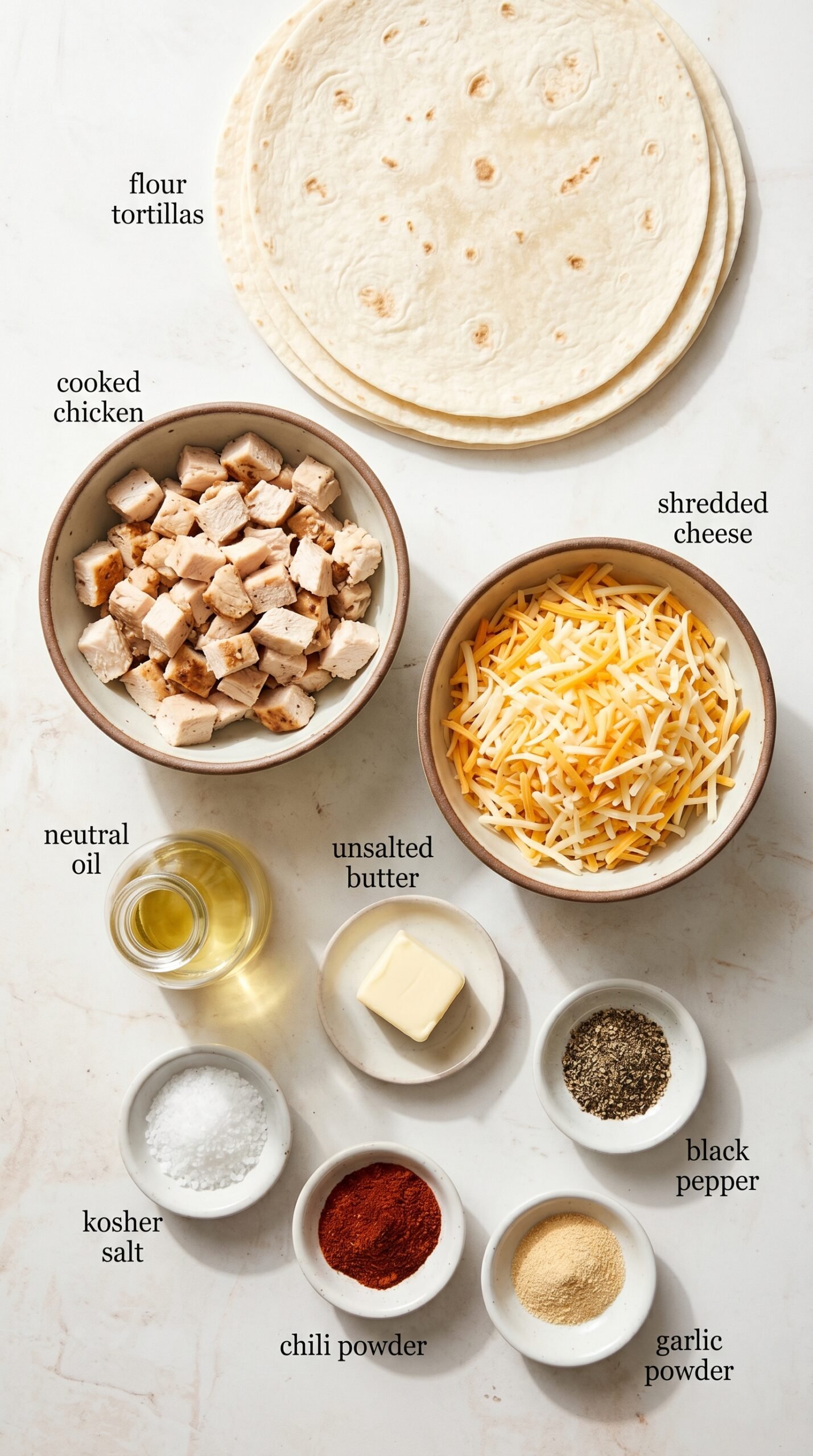 Chicken and Cheese Quesadilla That Never Stays on the Plate recipe ingredients