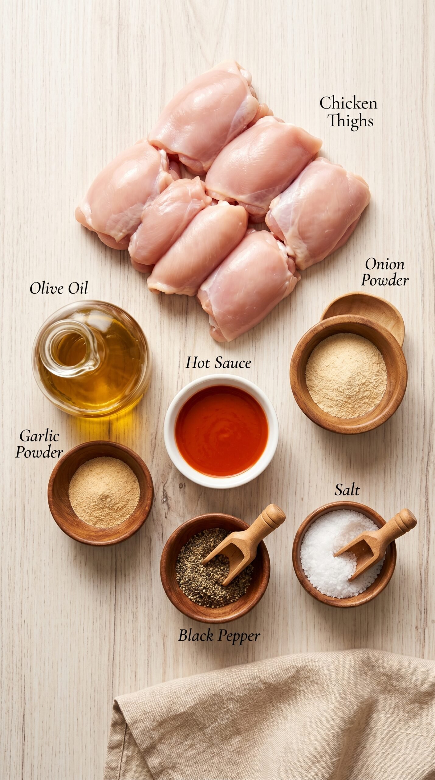 Buffalo Chicken Thighs – Oven or Air Fryer recipe ingredients