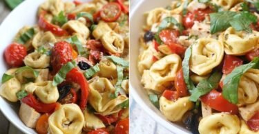 Yummy Roasted Red Pepper and Parmesan Tortellini Salad recipe photo