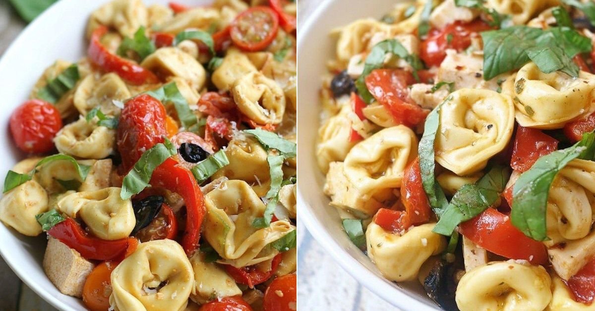 Yummy Roasted Red Pepper and Parmesan Tortellini Salad recipe photo