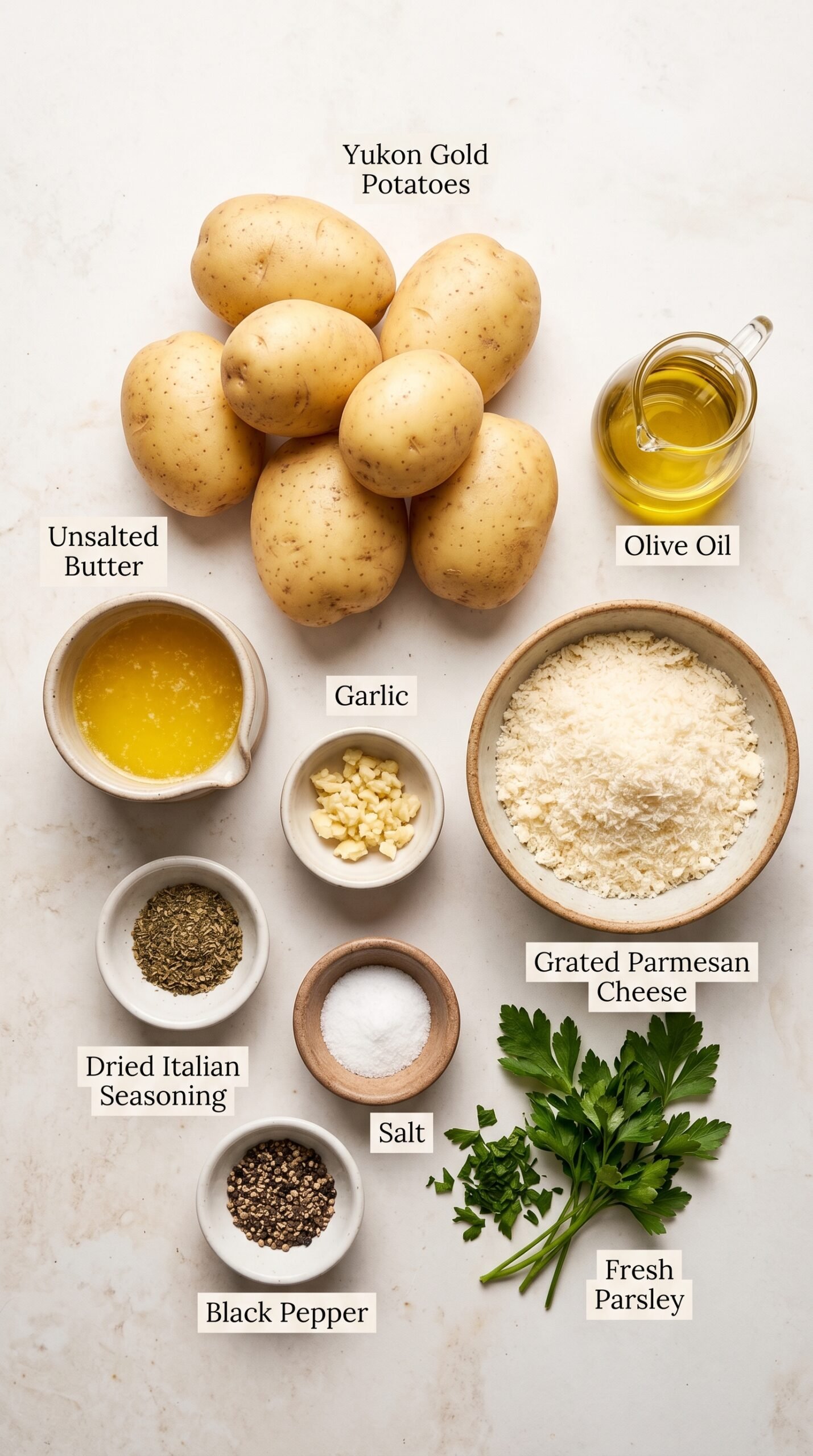 Viral Crispy Garlic Parmesan Crusted Potatoes recipe ingredients