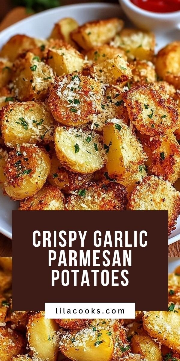 Viral Crispy Garlic Parmesan Crusted Potatoes save this recipe