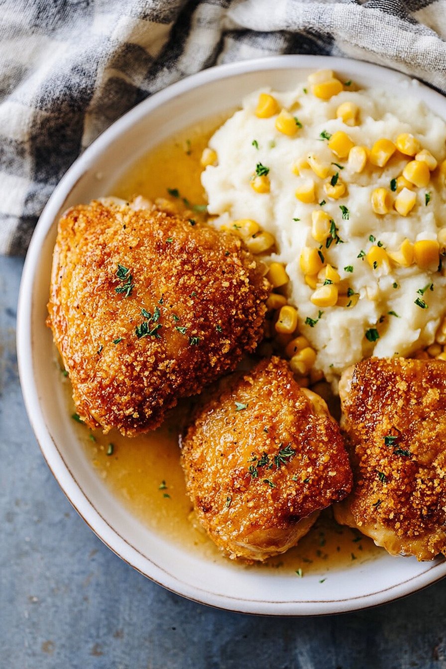 Crispy Baked Chicken Thighs Recipe with Golden Panko Coating extra recipe photo