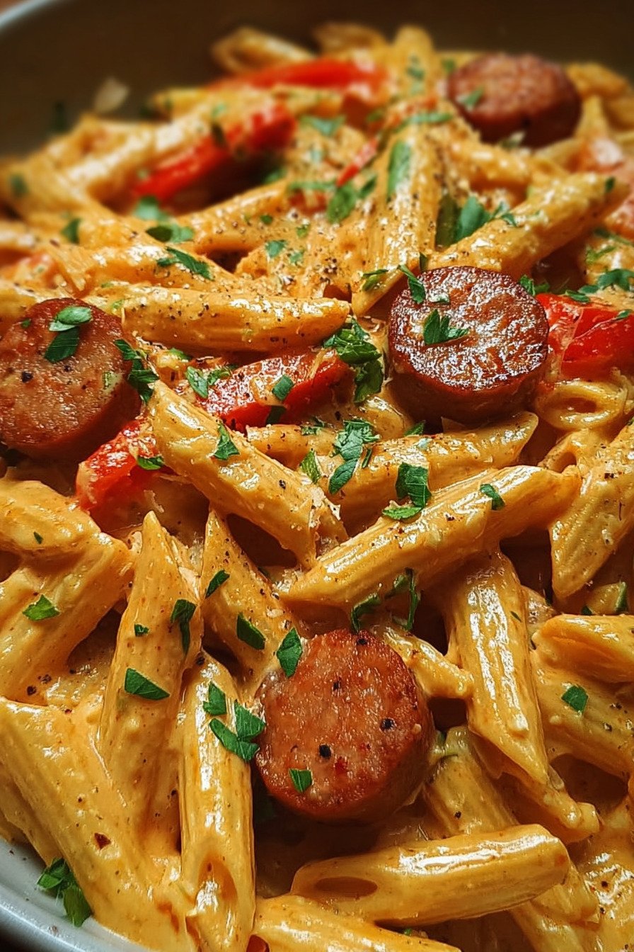 One-Pot Creamy Spicy Cajun Sausage Pasta: Irresistible Comfort extra recipe photo