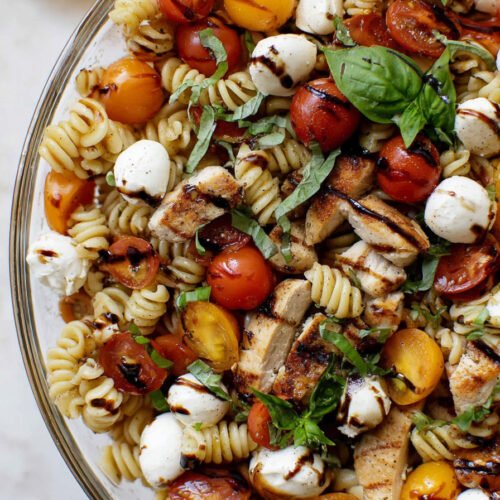 Chicken Caprese Pasta Salad with Grilled Chicken, Mozzarella, and Basil extra recipe photo
