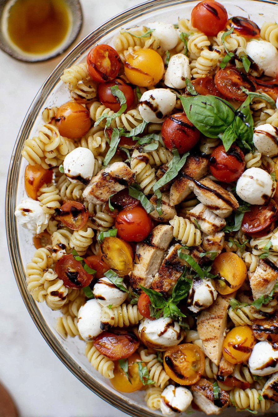 Chicken Caprese Pasta Salad with Grilled Chicken, Mozzarella, and Basil extra recipe photo
