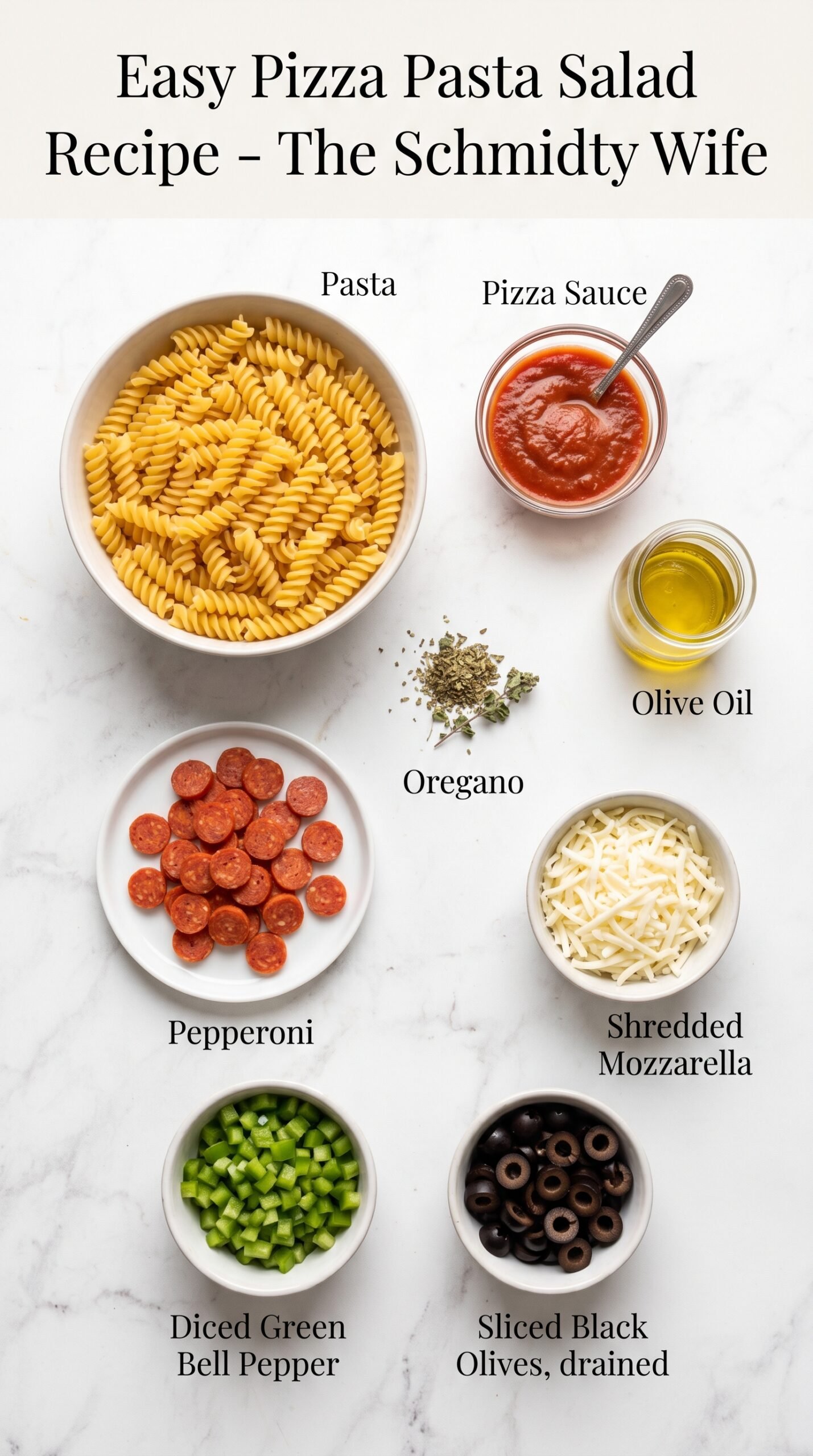 Easy Pizza Pasta Salad Recipe recipe ingredients