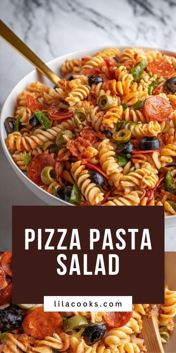 Easy Pizza Pasta Salad Recipe save this recipe