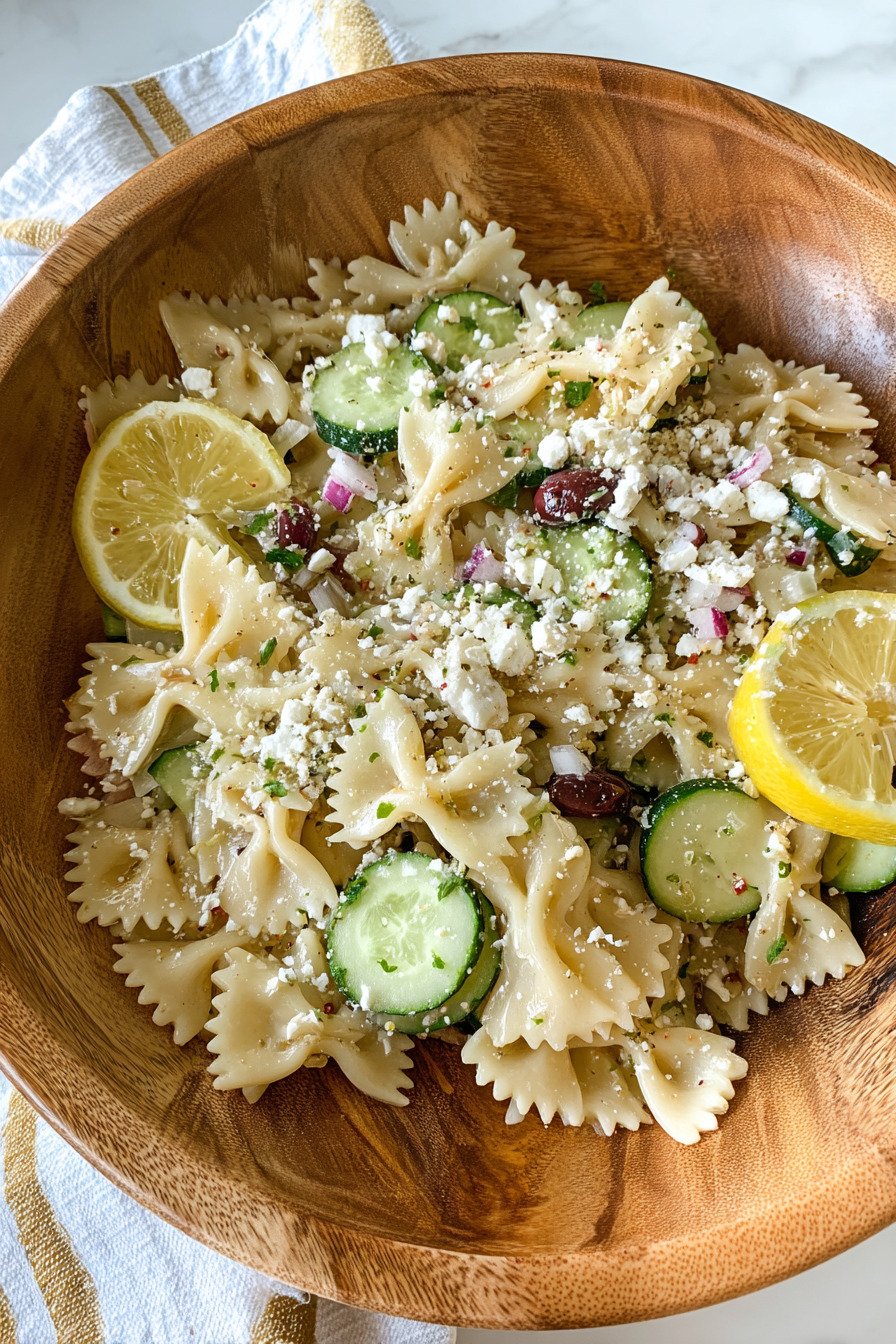 Mediterranean Pasta Salad with Cucumber, Lemon, and Goat Cheese extra recipe photo
