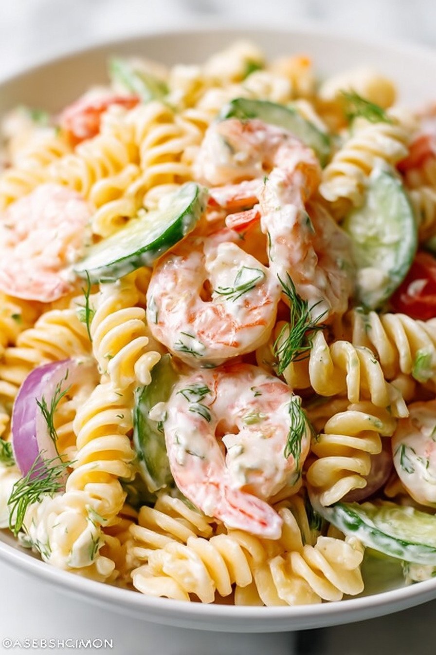 Cold Shrimp Pasta Salad Recipe final result