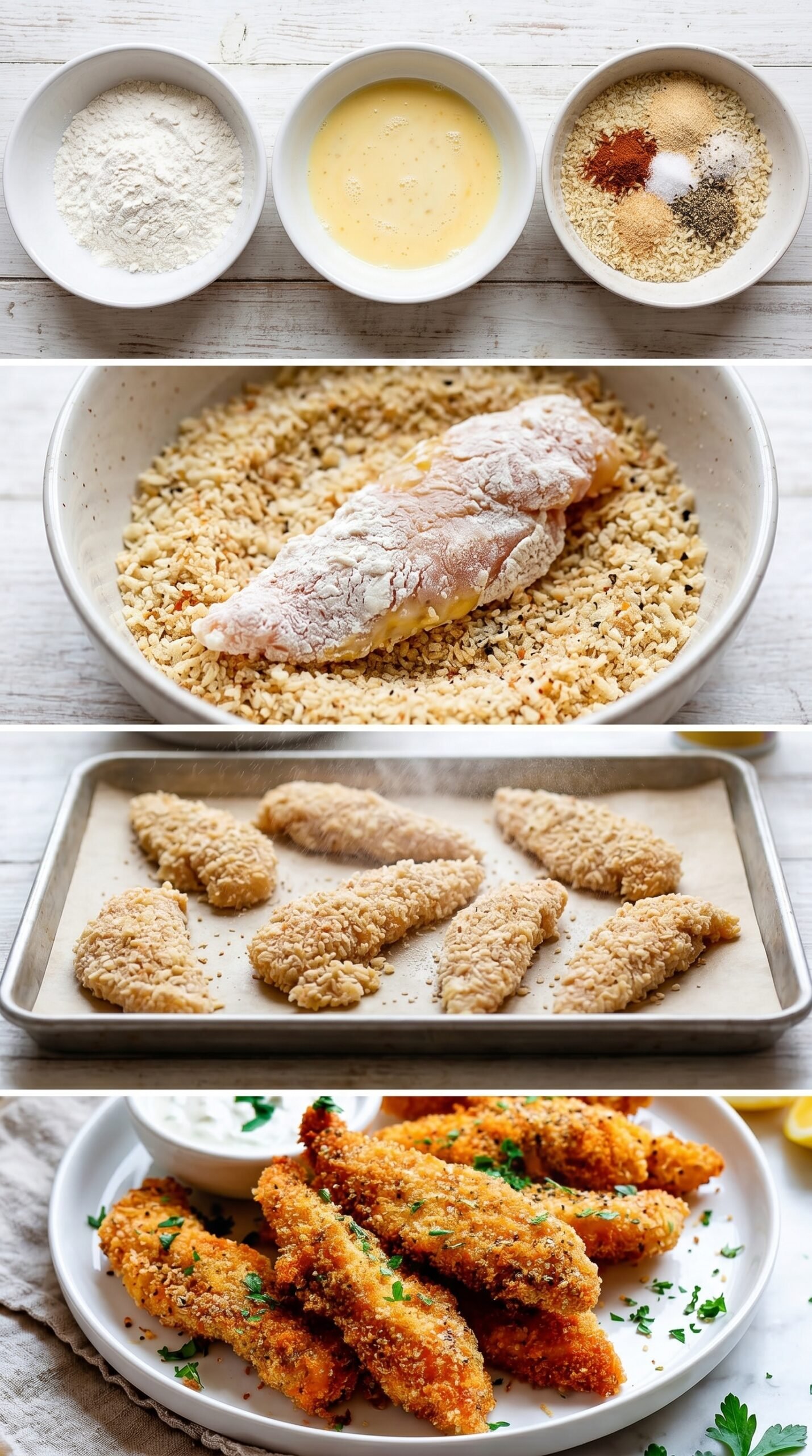 Crispy Oven Baked Chicken Tenders recipe instructions