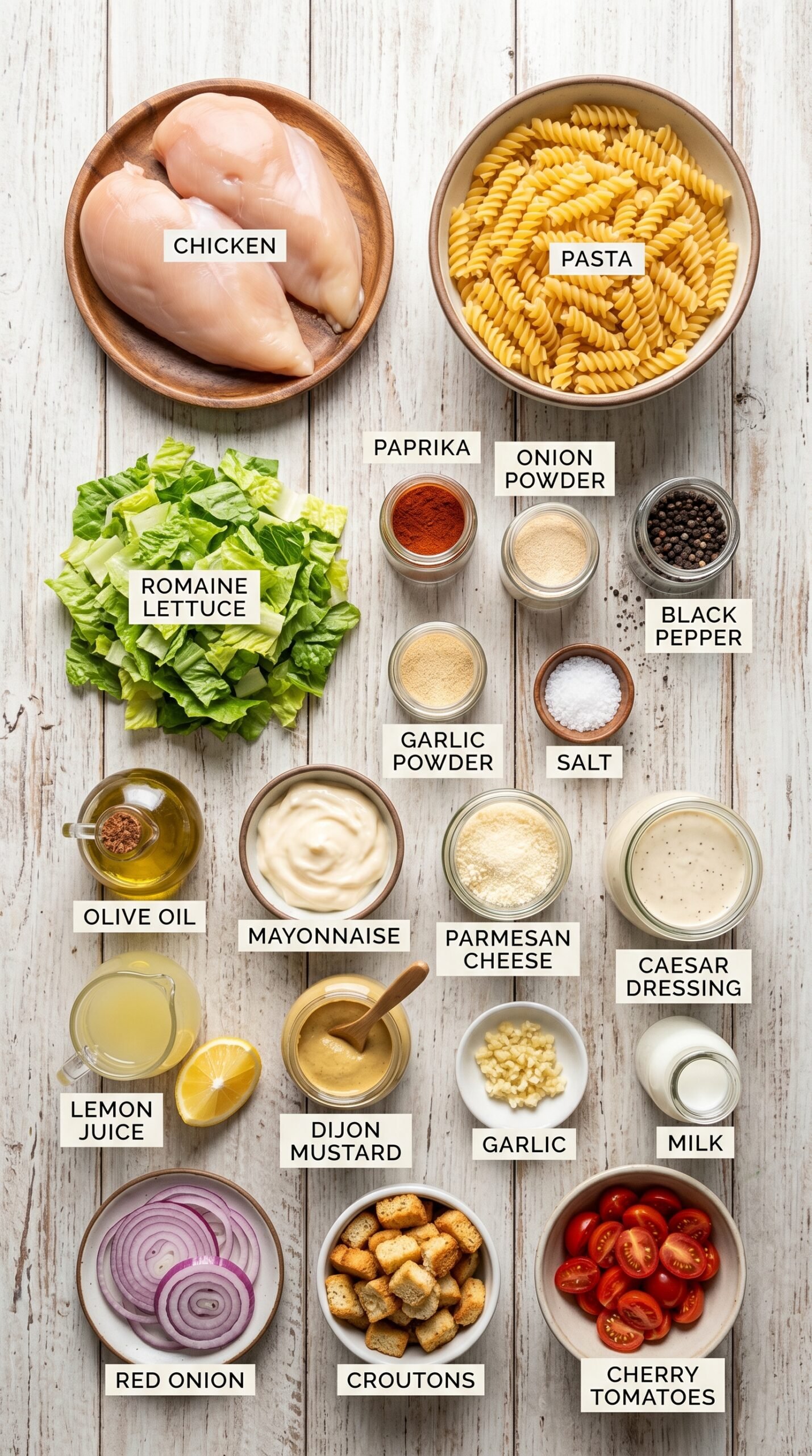 30-Minute Chicken Caesar Pasta Salad | Easy & Flavorful Recipe recipe ingredients