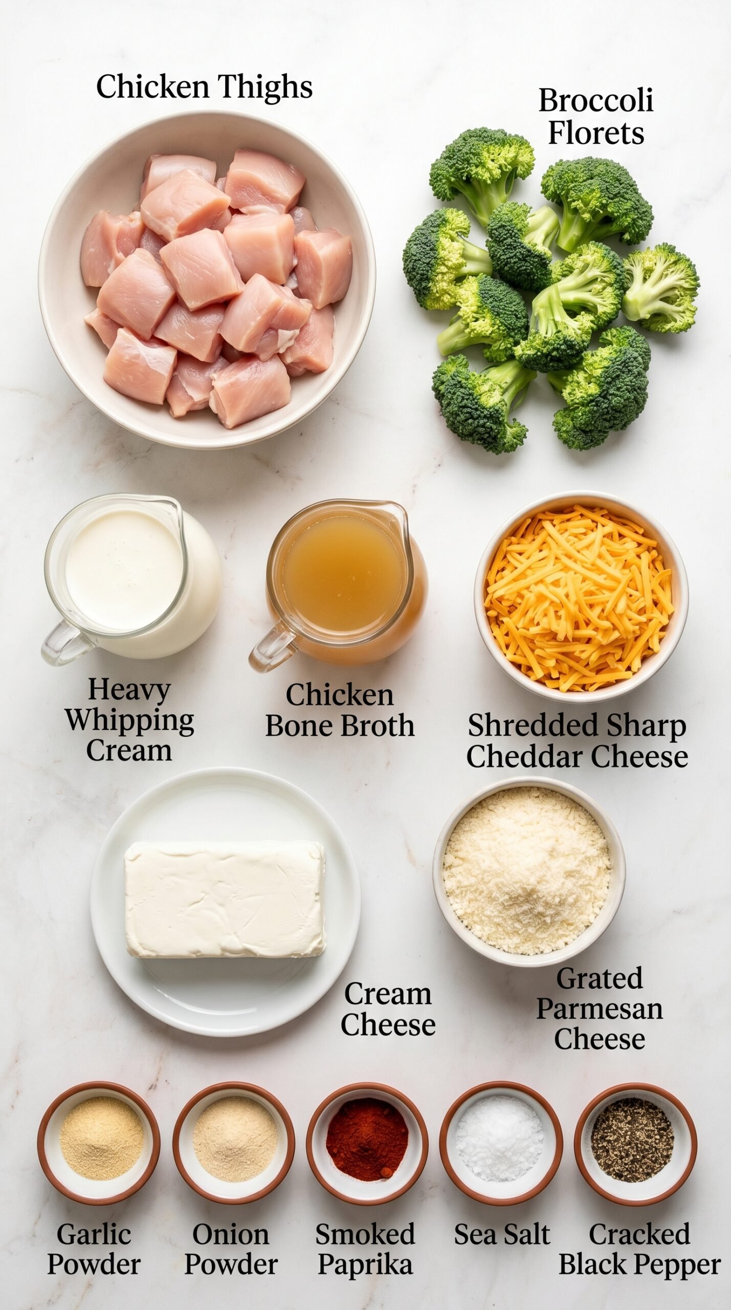 Keto Crockpot Chicken and Broccoli | Easy Cheesy Casserole recipe ingredients