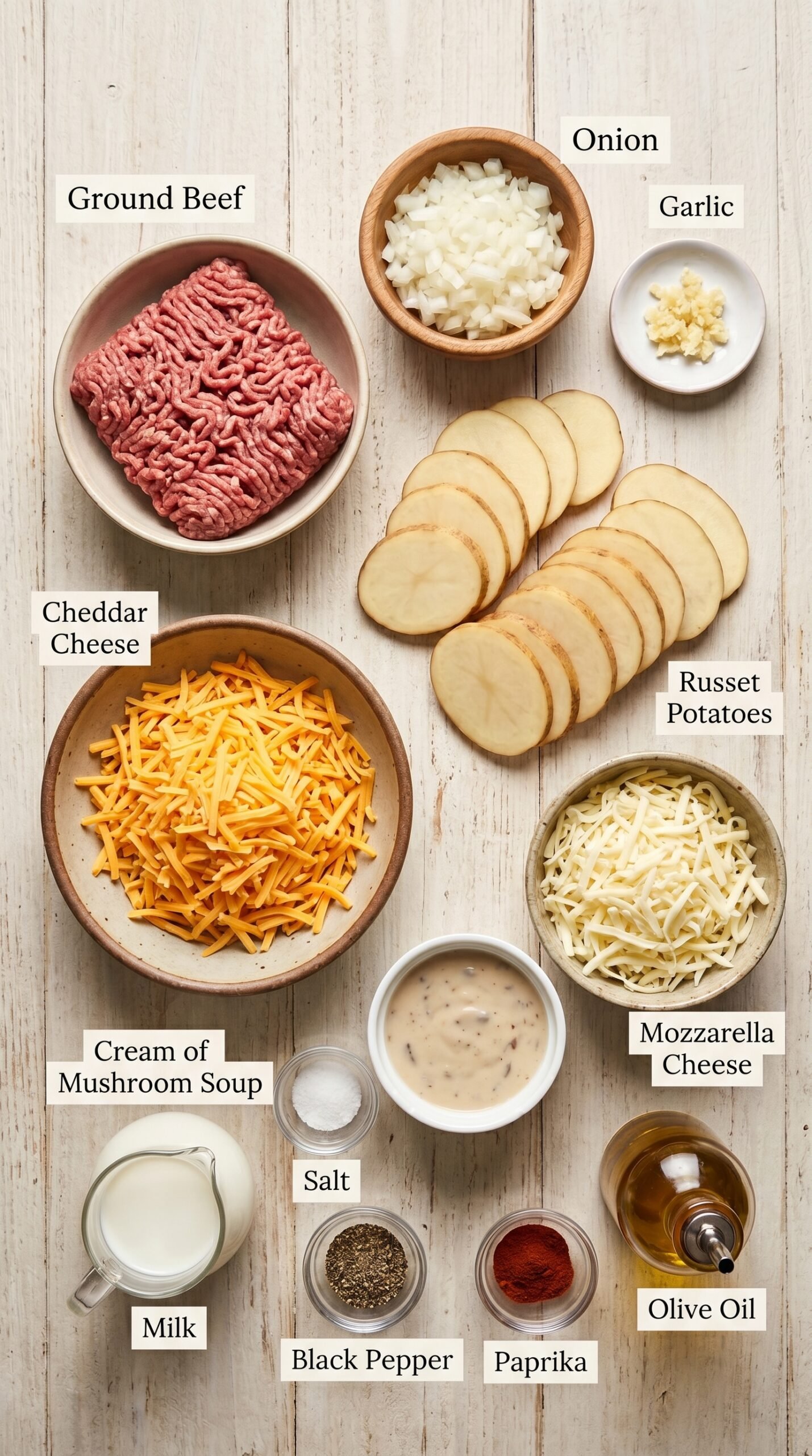 Cheesy Hamburger Potato Casserole recipe ingredients