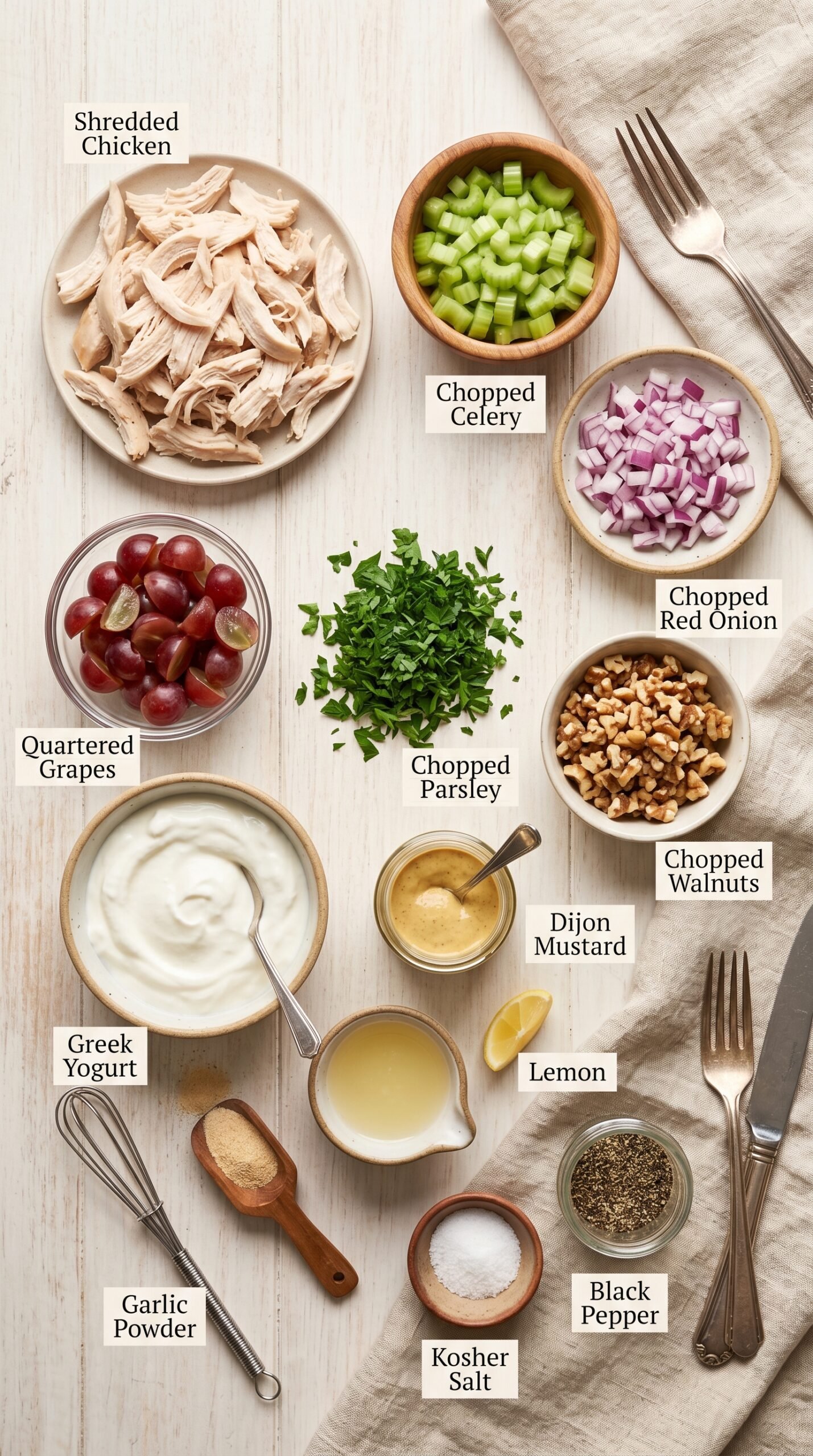 Healthy Chicken Salad Recipe with Greek Yogurt, No Mayo recipe ingredients
