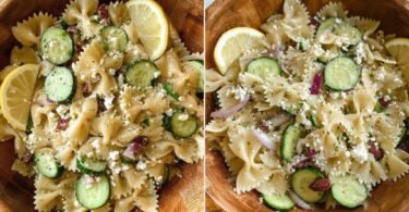 Mediterranean Pasta Salad with Cucumber, Lemon, and Goat Cheese recipe photo