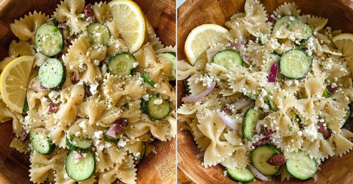 Mediterranean Pasta Salad with Cucumber, Lemon, and Goat Cheese recipe photo