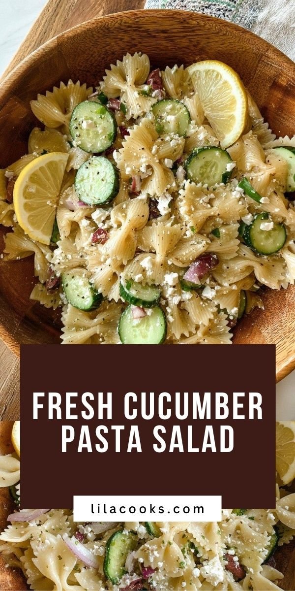 Mediterranean Pasta Salad with Cucumber, Lemon, and Goat Cheese save this recipe