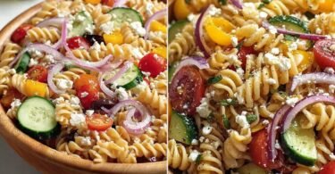 High Protein Greek Pasta Salad for Fresh, Filling Lunches recipe photo