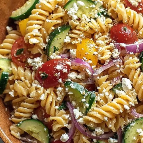 High Protein Greek Pasta Salad for Fresh, Filling Lunches extra recipe photo