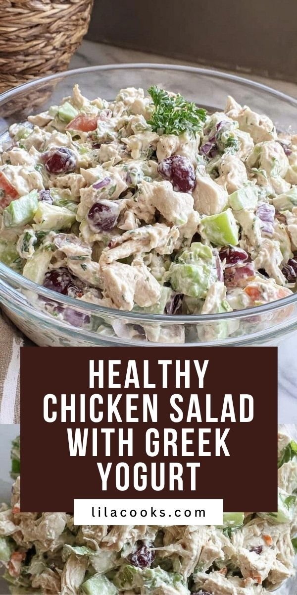 Healthy Chicken Salad Recipe with Greek Yogurt, No Mayo save this recipe